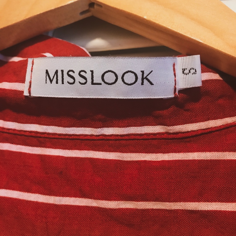 Red Button Up Blouse - Picture 3 of 3